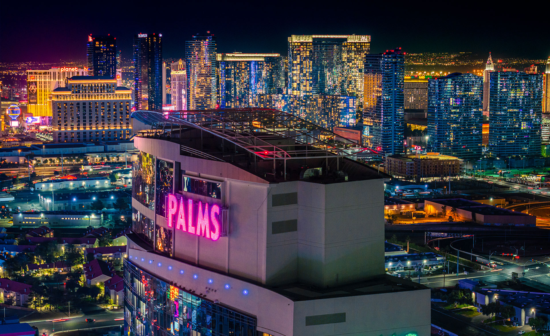 Palms Casino Resort skyline view at night