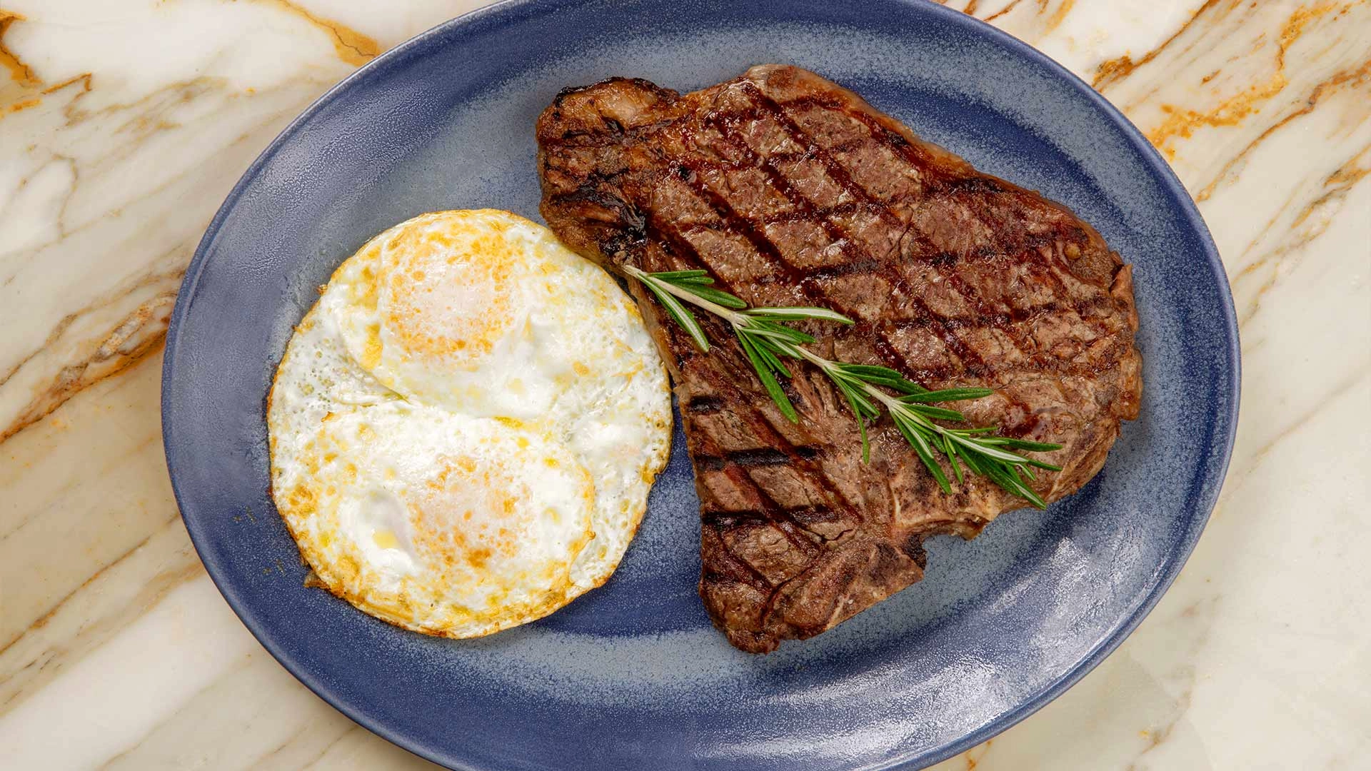 T-Bone steak and eggs