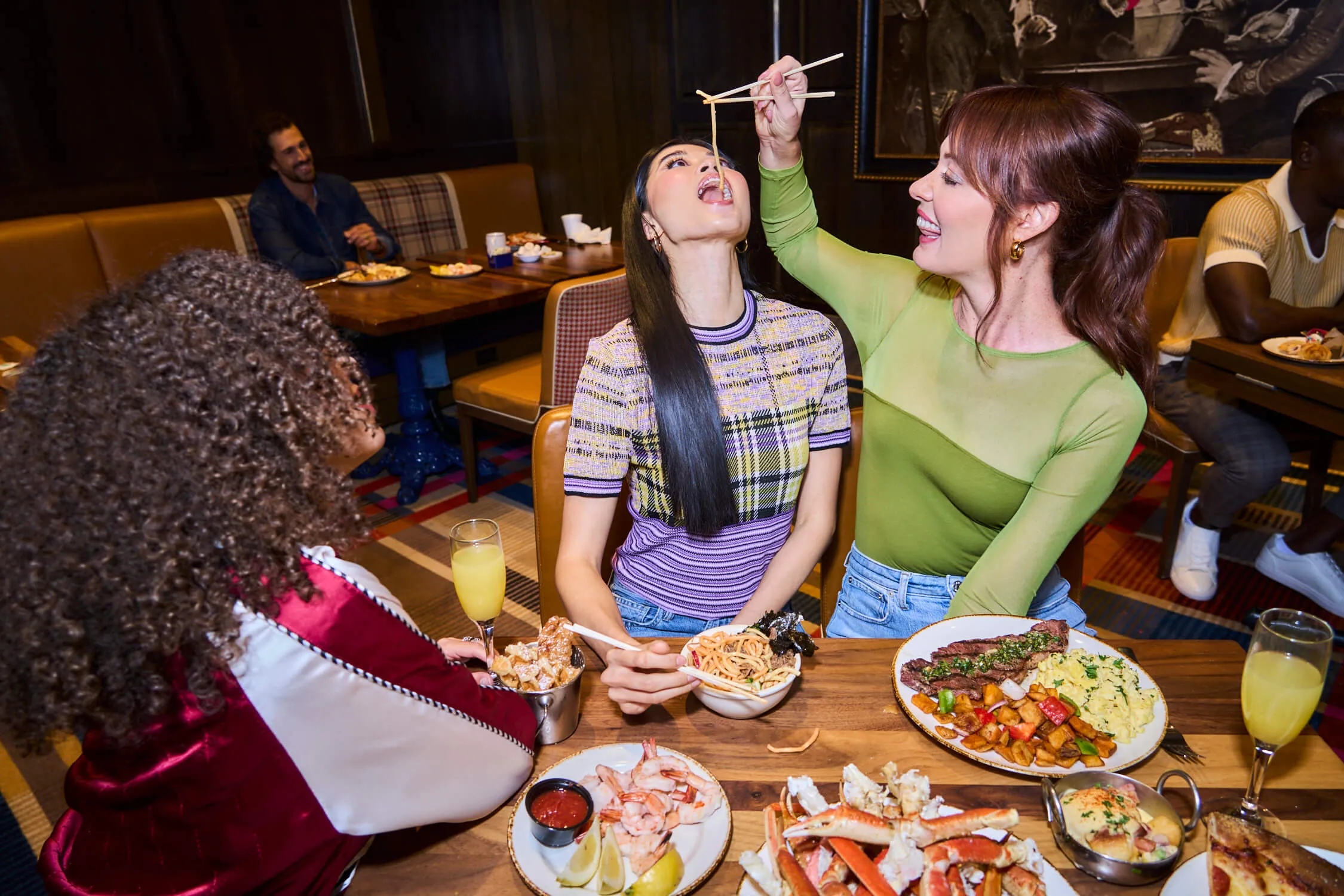 People eating at a table at a restaurant