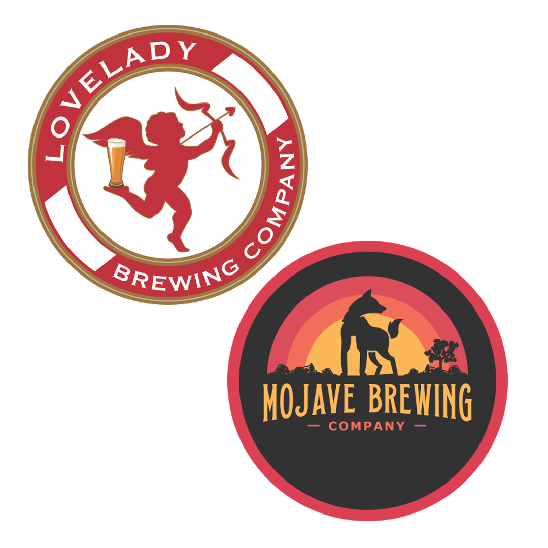Brewery logos: Lovelady Brewing Company and Mojave Brewing Company.