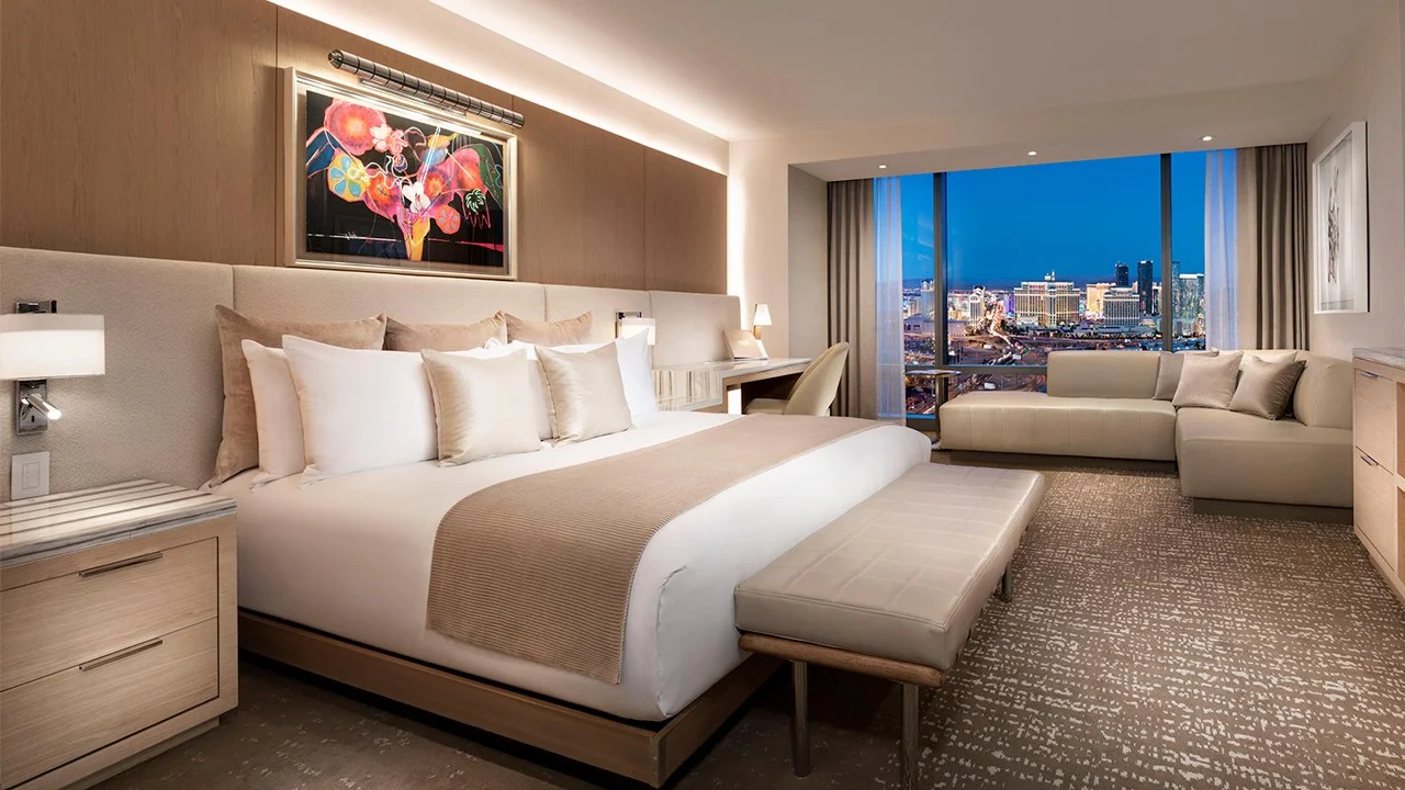 Fantasy Strip View King hotel room with king bed and strip view