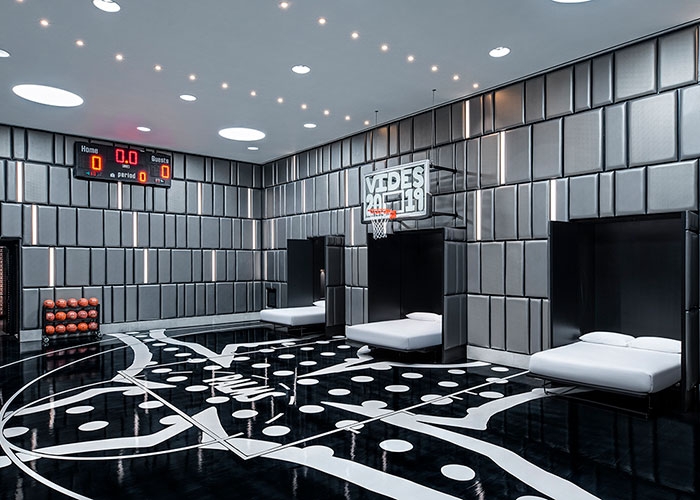 Hardwood Suite Basketball Court with Murphy Beds