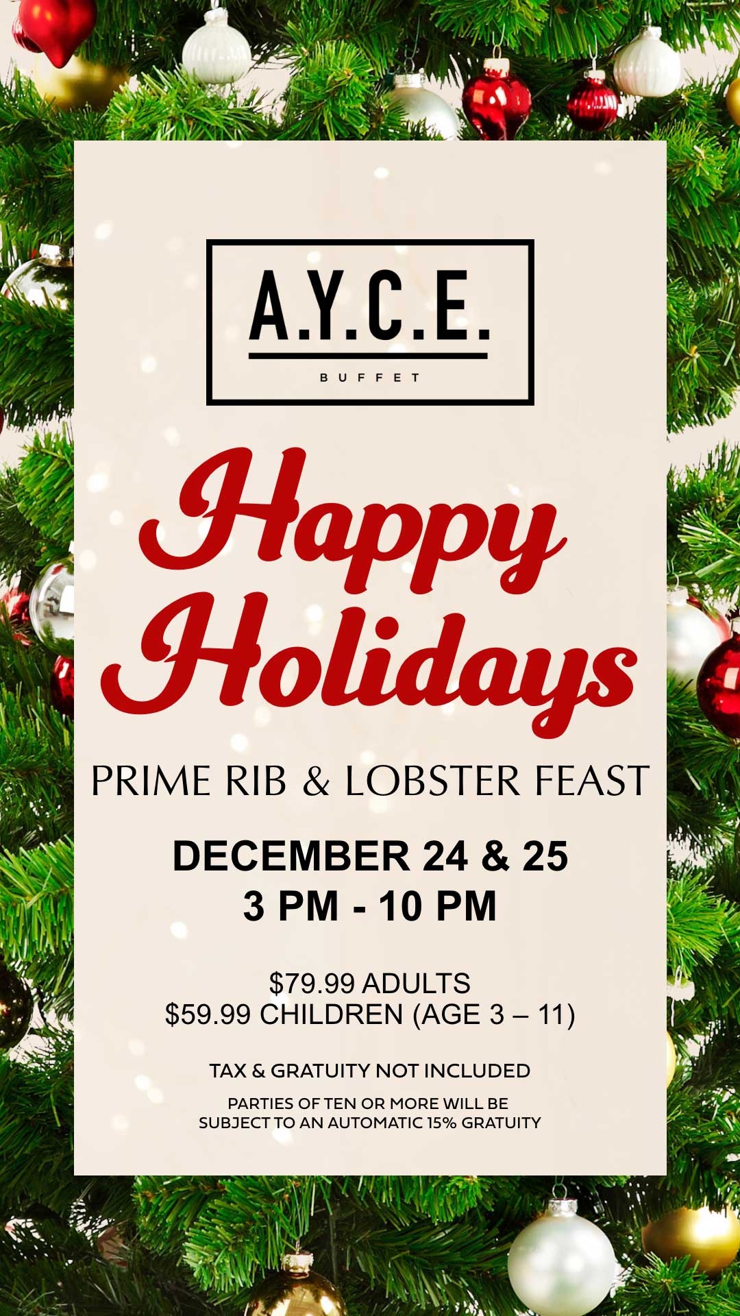 AYCE Christmas Menu