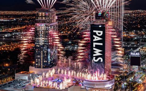 Palms 3 Tower Nighttime fireworks